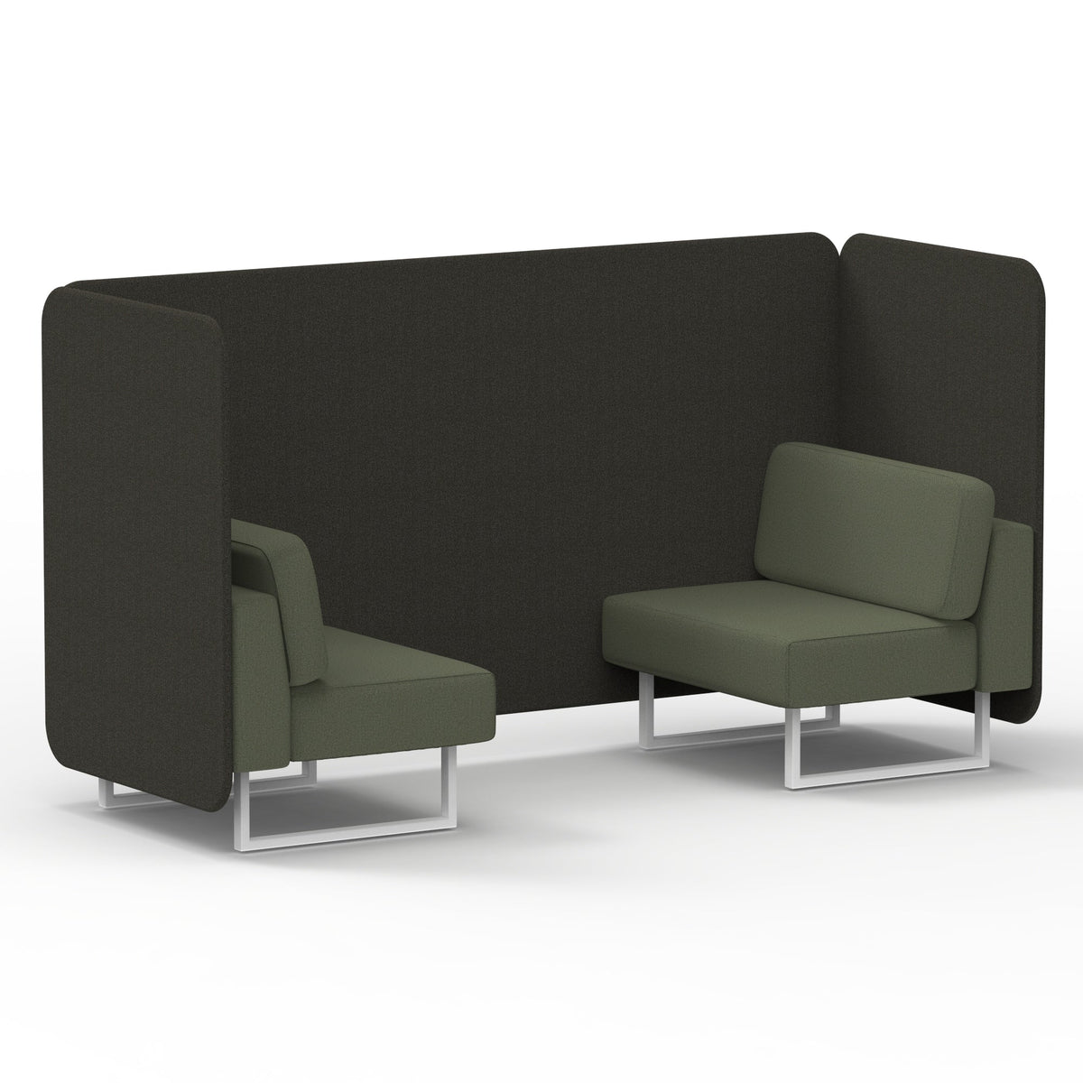 Commercial 2 Seater Privacy Booth – Bench – Two Tone – Crib 5 Main Line Flax - Temple Panels And Monument Sofa White - Industrious Decor