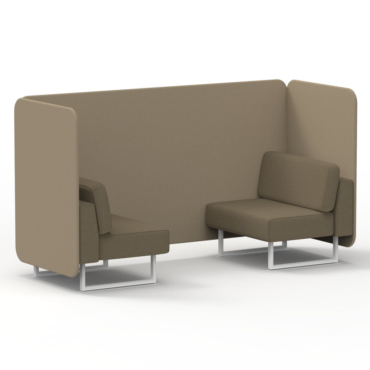 Commercial 2 Seater Privacy Booth – Bench – Two Tone – Crib 5 Main Line Flax - Upminster Panels And Bank Sofa White - Industrious Decor