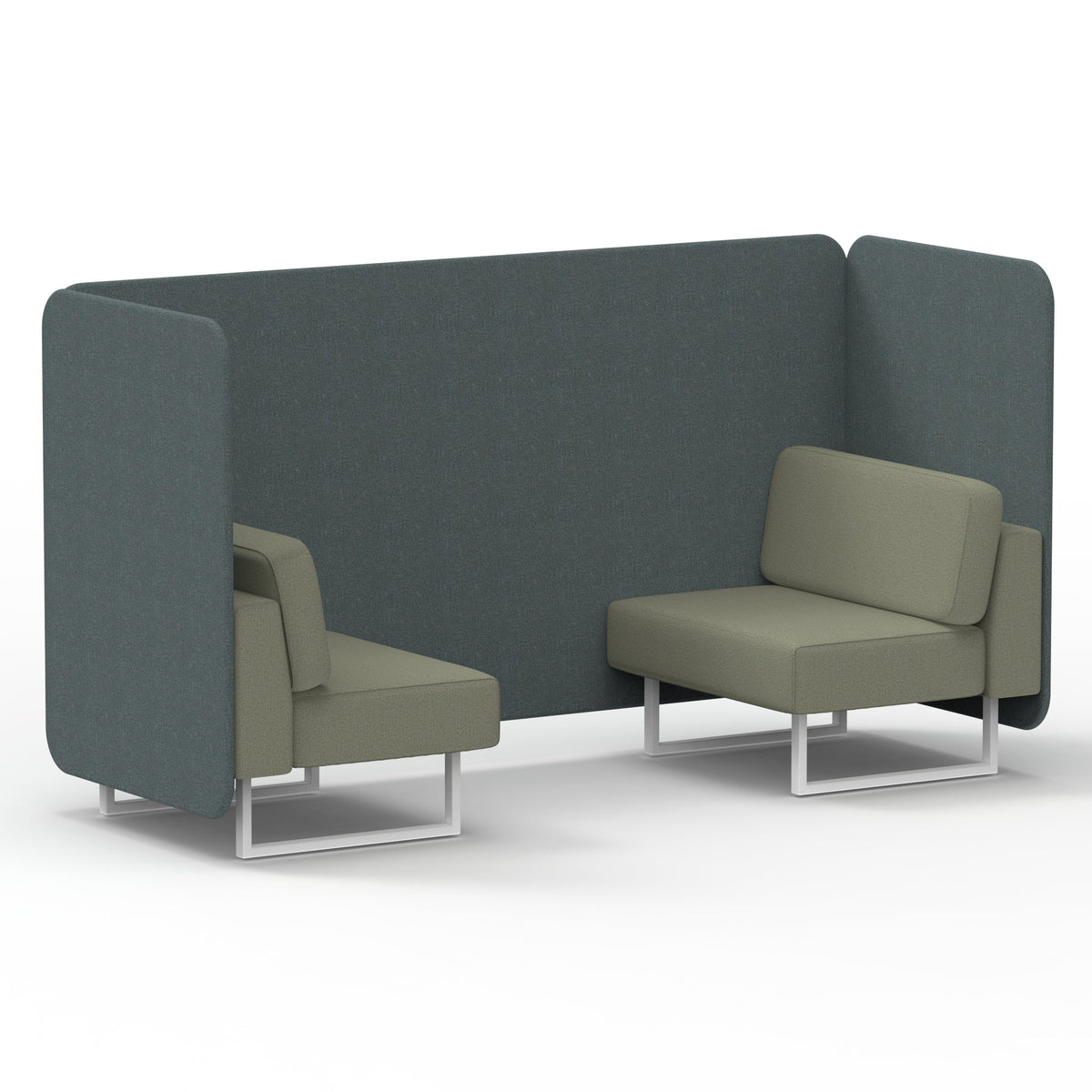 Commercial 2 Seater Privacy Booth – Bench – Two Tone – Crib 5 Main Line Flax - Westminster Panels And Newbury Sofa White - Industrious Decor