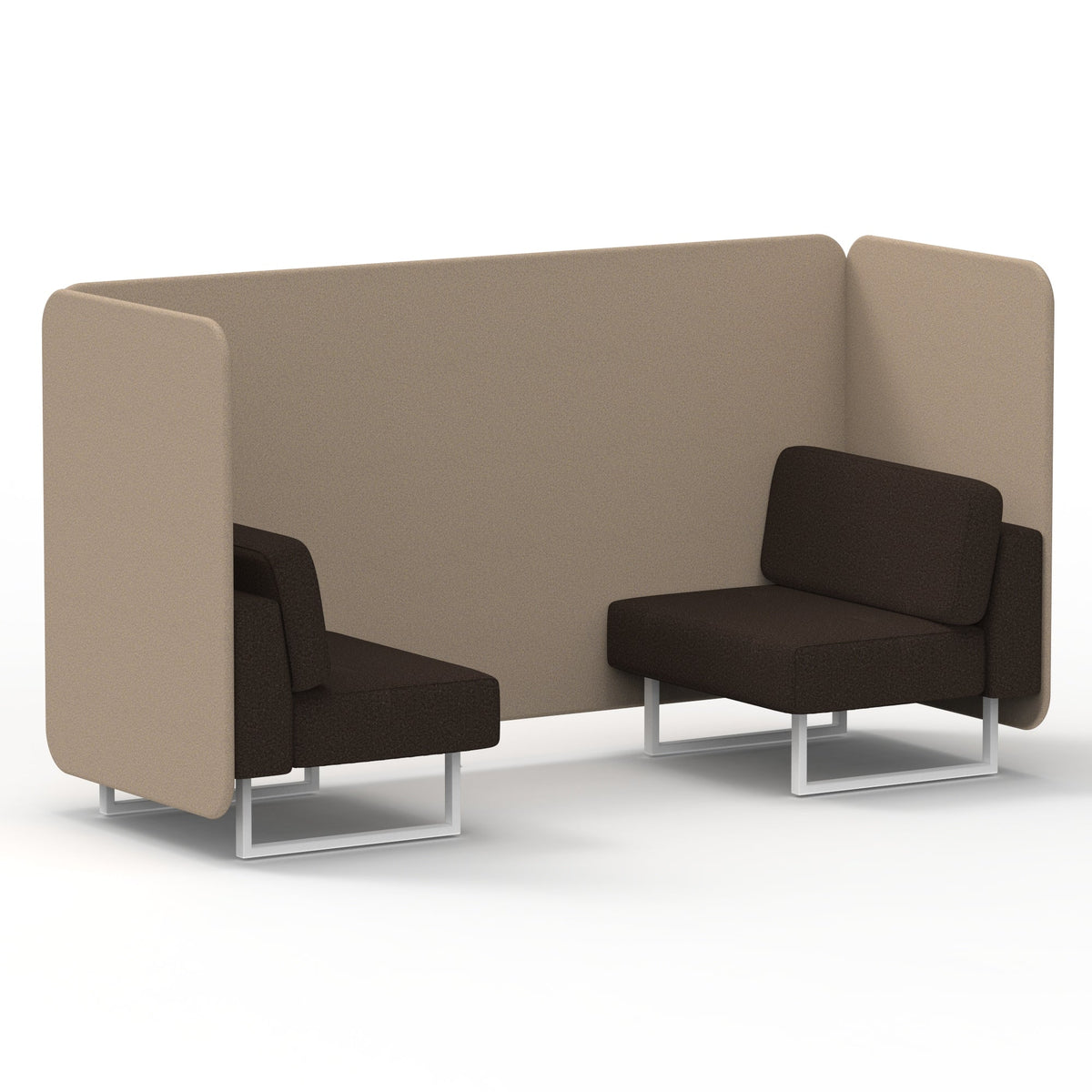 Commercial 2 Seater Privacy Booth – Bench – Two Tone – Crib 5 Synergy - Affix Panels And Wed Sofa White - Industrious Decor