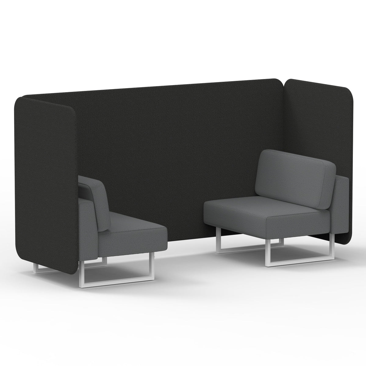 Commercial 2 Seater Privacy Booth – Bench – Two Tone – Crib 5 Synergy - Mix Panels And Partner Sofa White - Industrious Decor