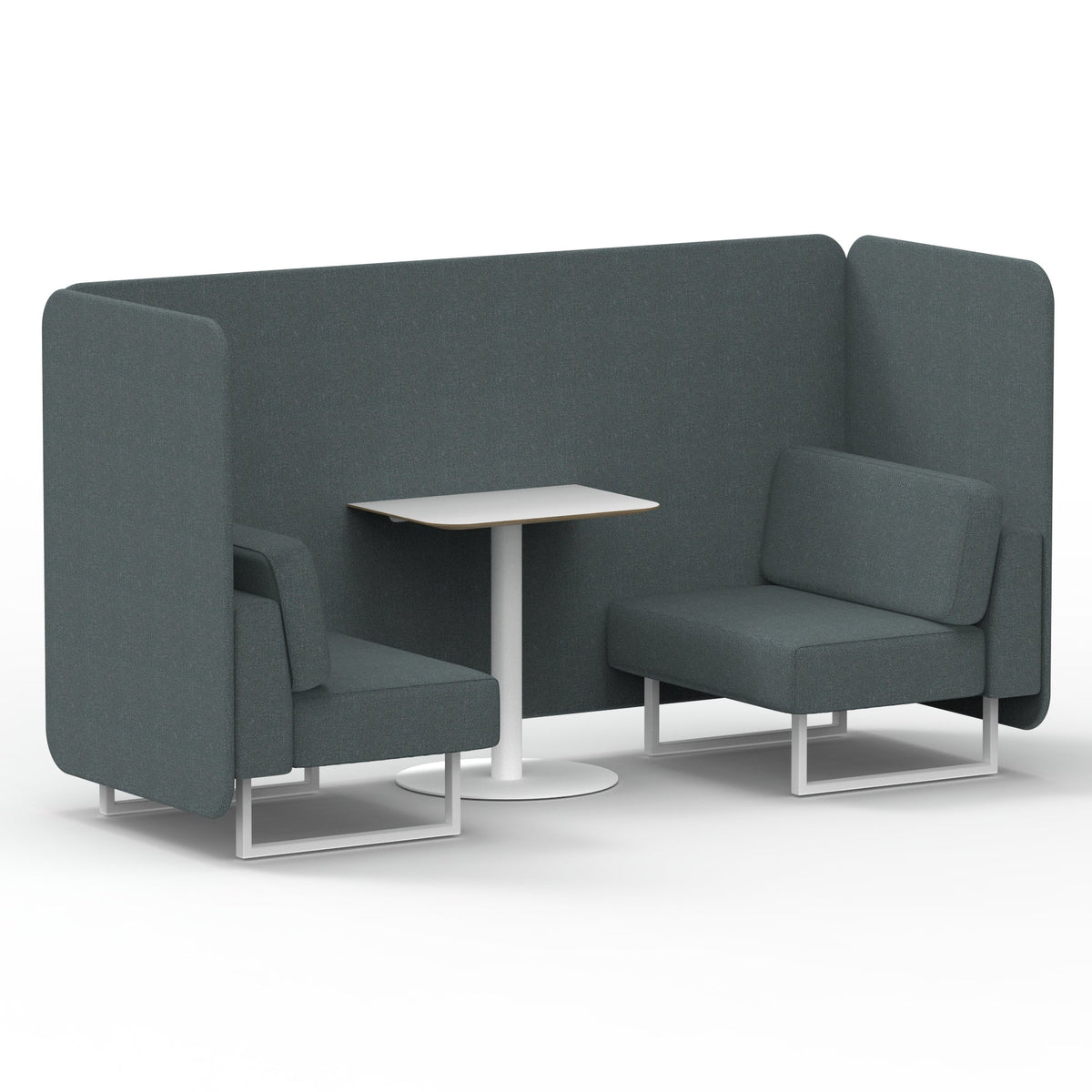 Commercial 2 Seater Privacy Booth – Bench with White Table – Single Tone – Crib 5 Main Line Flax - Westminster Panels And Sofa White - Industrious Decor
