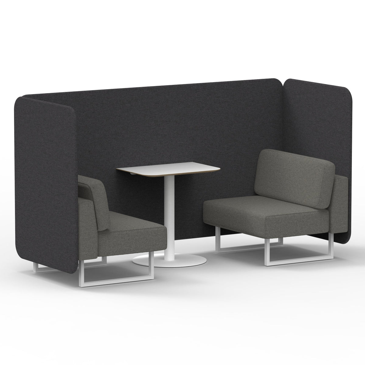 Commercial 2 Seater Privacy Booth – Bench with White Table – Two Tone – Crib 5 X2 - Arithmetic Panels And Number Sofa White - Industrious Decor