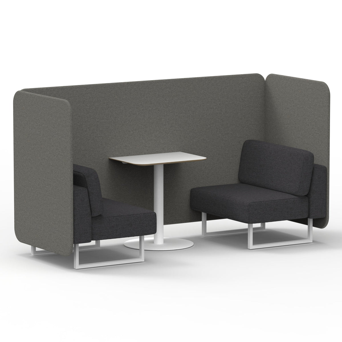 Commercial 2 Seater Privacy Booth – Bench with White Table – Two Tone – Crib 5 X2 - Number Panels And Arithmetic Sofa White - Industrious Decor