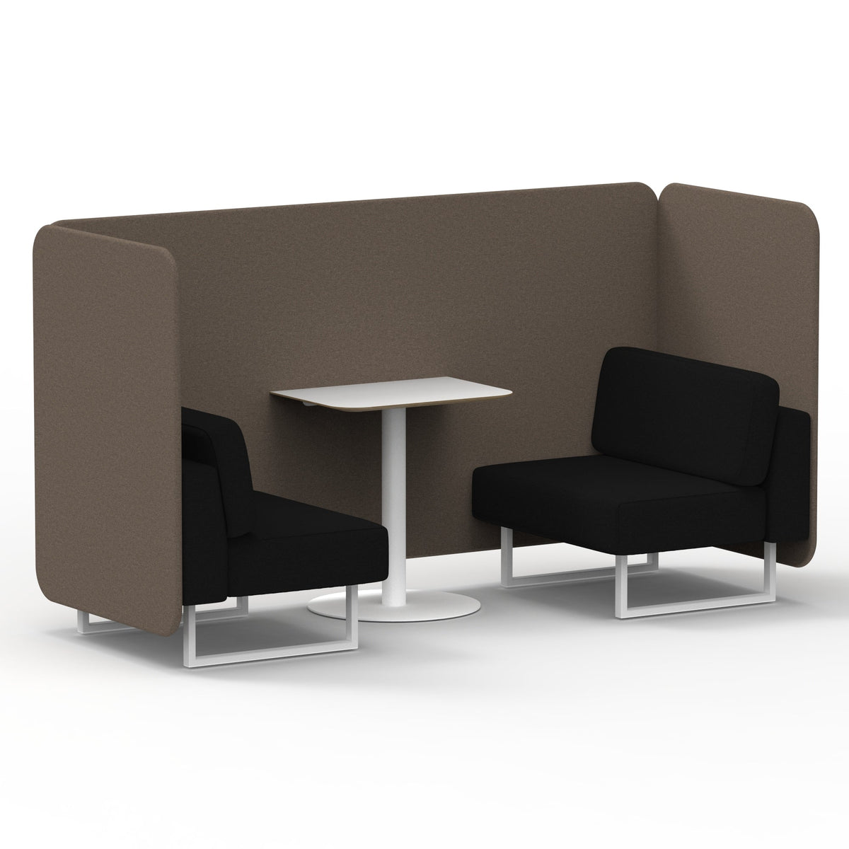 Commercial 2 Seater Privacy Booth – Bench with White Table – Two Tone – Crib 5 X2 - Theory Panels And Diameter Sofa White - Industrious Decor