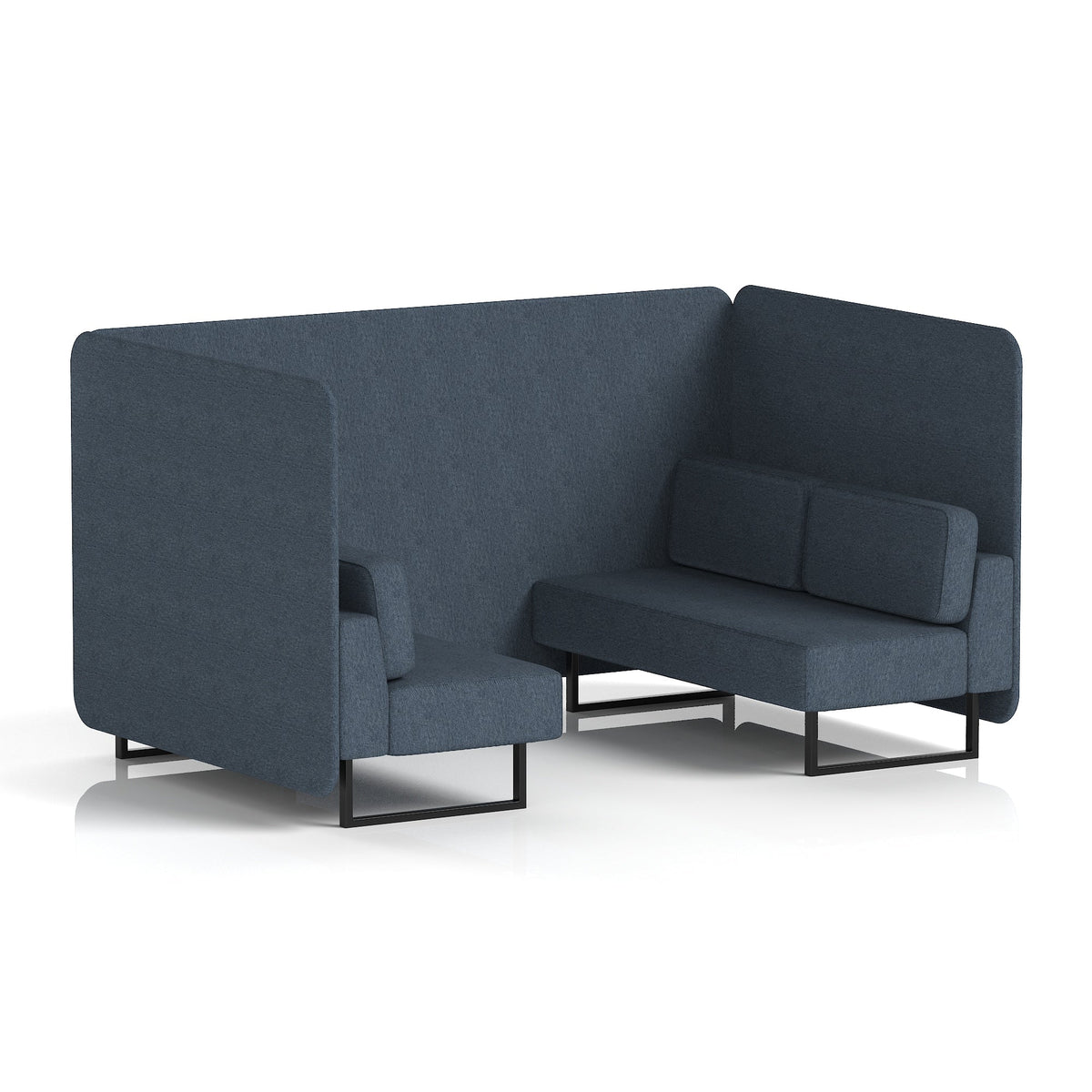 Commercial 4 Seater Privacy Booth – Bench – Single Tone – Crib 5 Rivet - Crucible Panels And Sofa Black - Industrious Decor