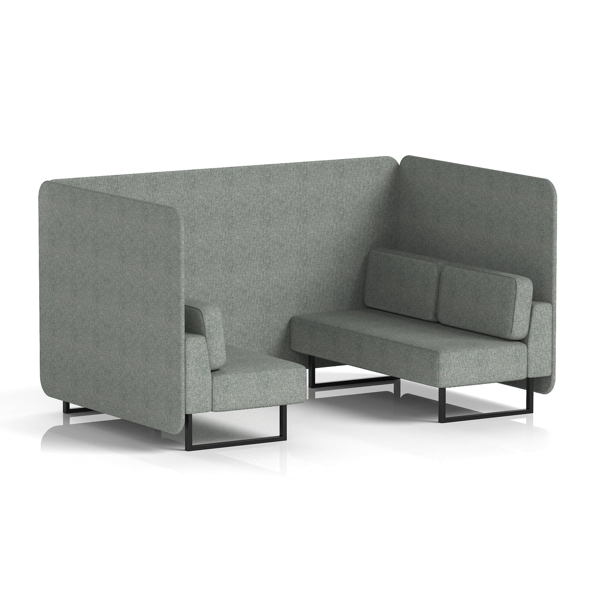 Commercial 4 Seater Privacy Booth – Bench – Single Tone – Crib 5 Rivet - Prime Panels And Sofa Black - Industrious Decor