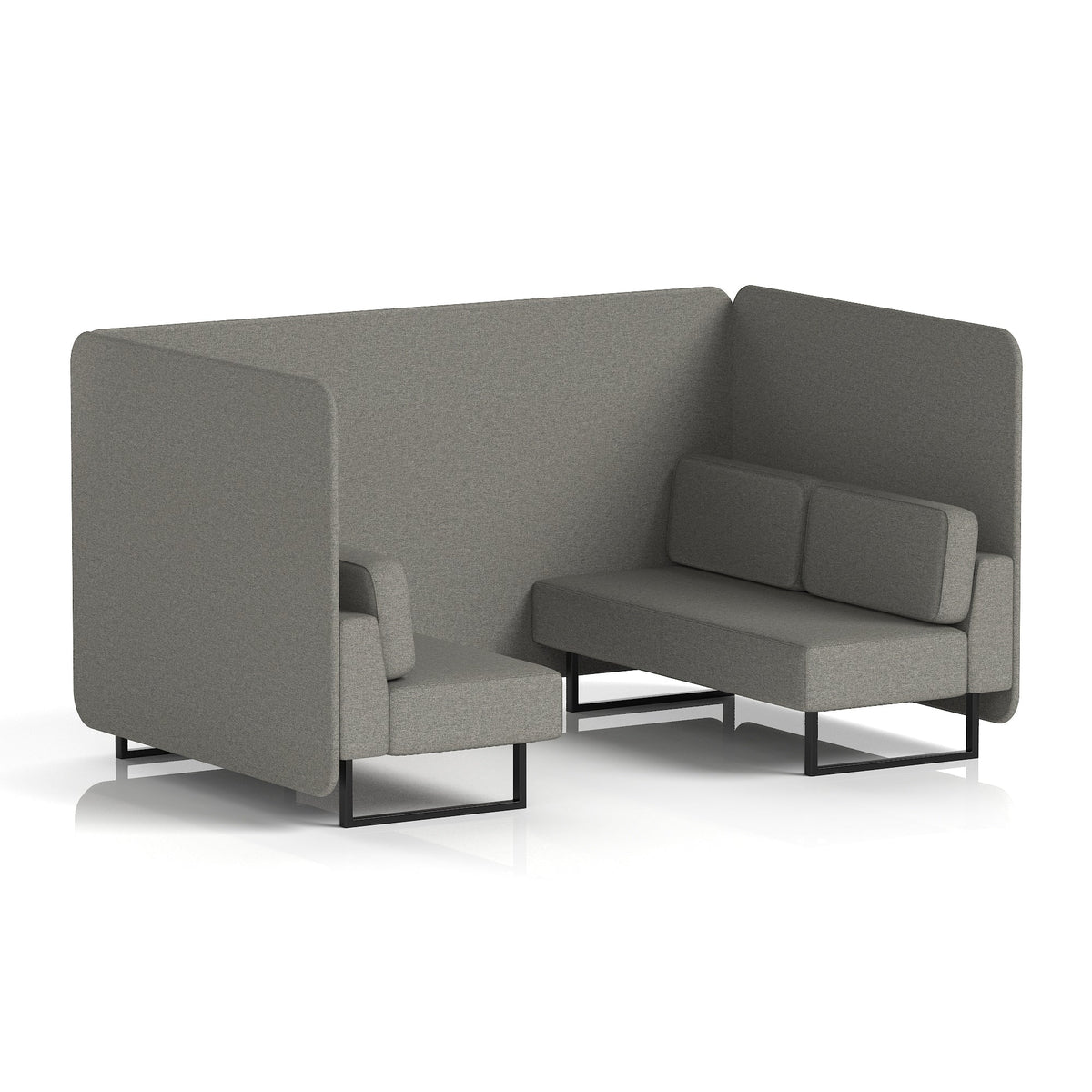 Commercial 4 Seater Privacy Booth – Bench – Single Tone – Crib 5 X2 - Number Panels And Sofa Black - Industrious Decor