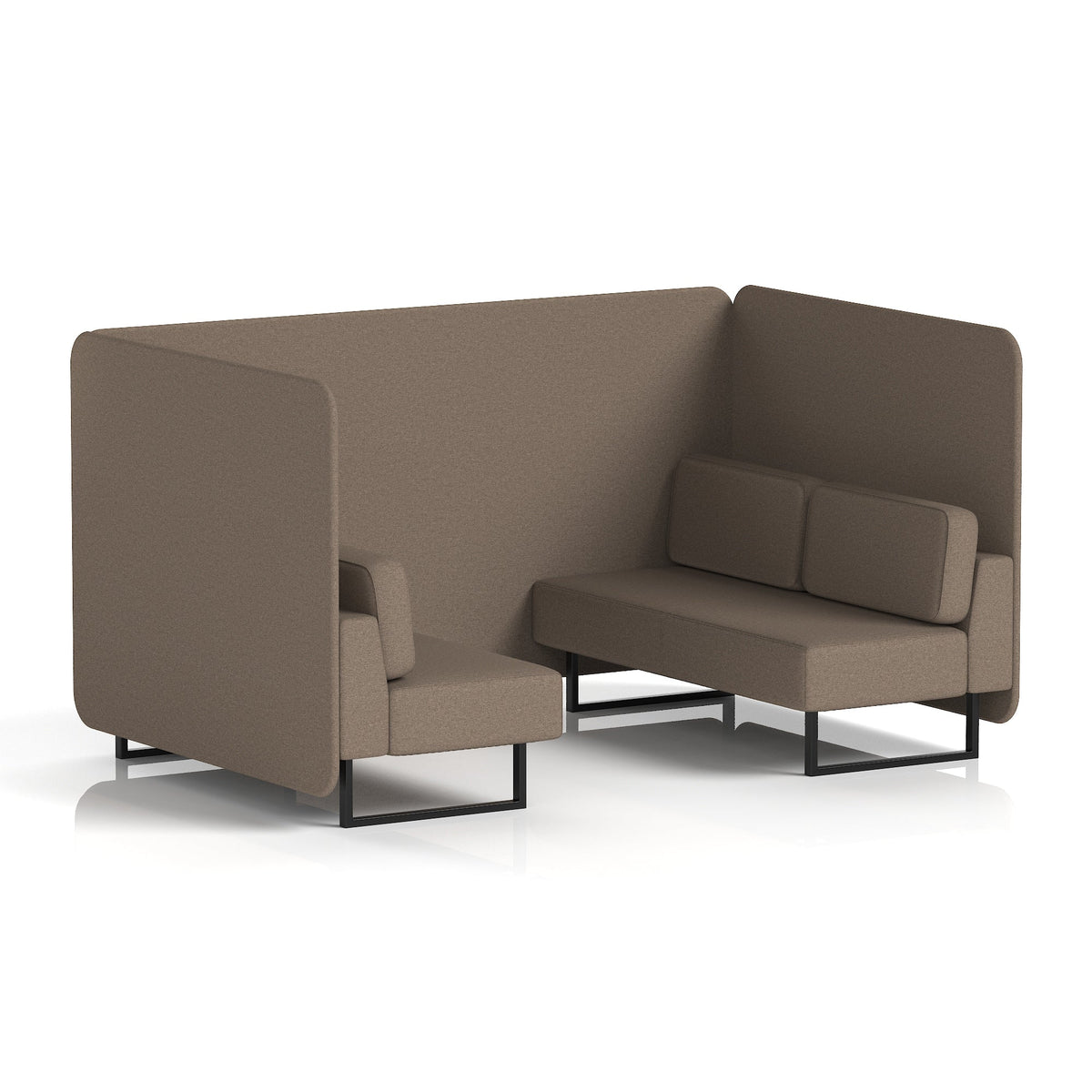 Commercial 4 Seater Privacy Booth – Bench – Single Tone – Crib 5 X2 - Theory Panels And Sofa Black - Industrious Decor