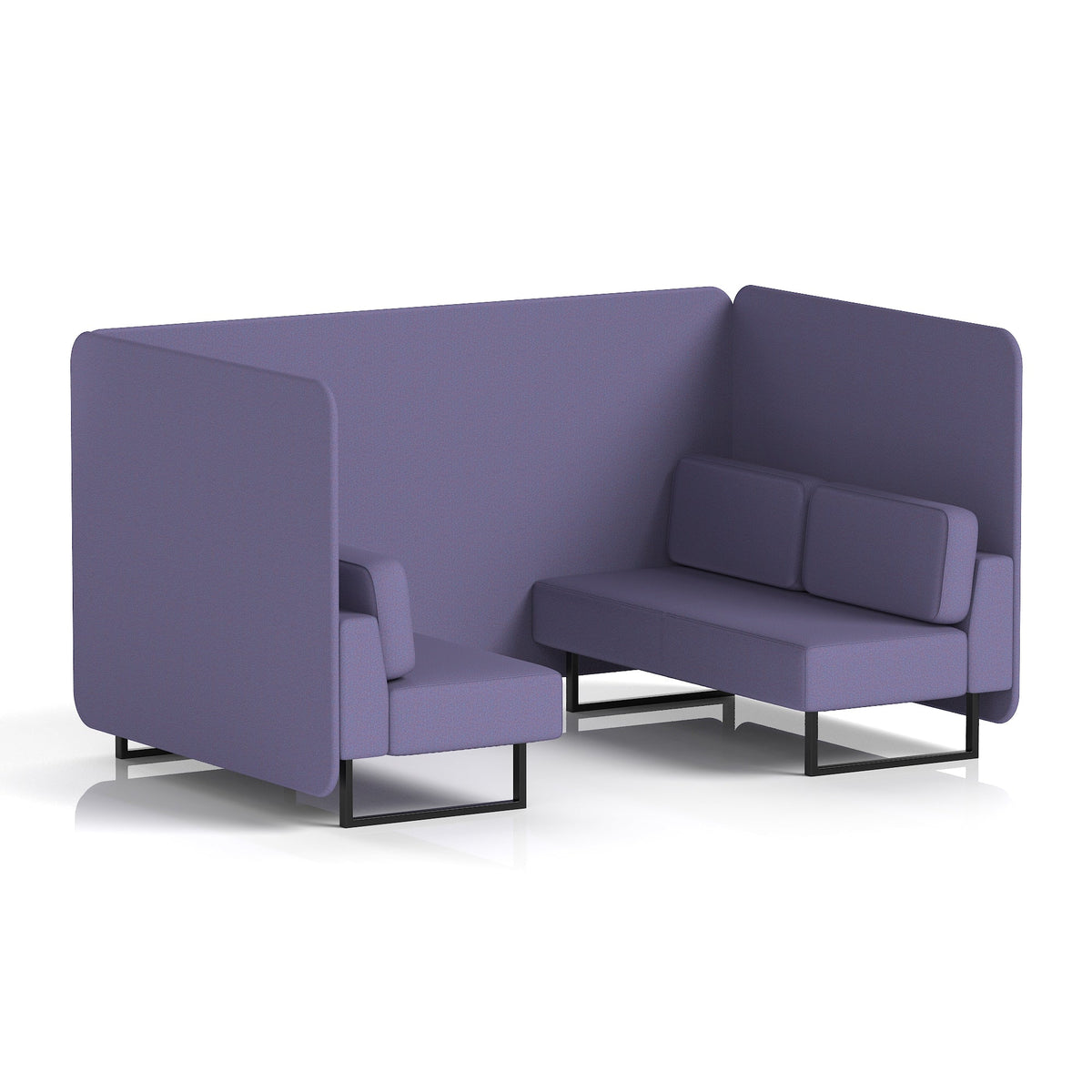 Commercial 4 Seater Privacy Booth – Bench – Single Tone – Crib 5 Synergy - Order Panels And Sofa Black - Industrious Decor