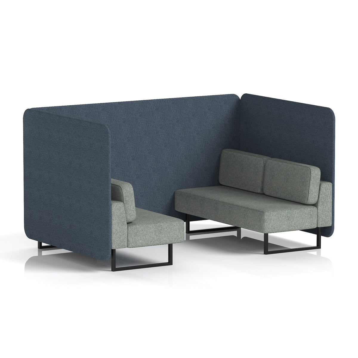 Commercial 4 Seater Privacy Booth – Bench – Two Tone – Crib 5 Rivet - Crucible Panels And Prime Sofa Black - Industrious Decor