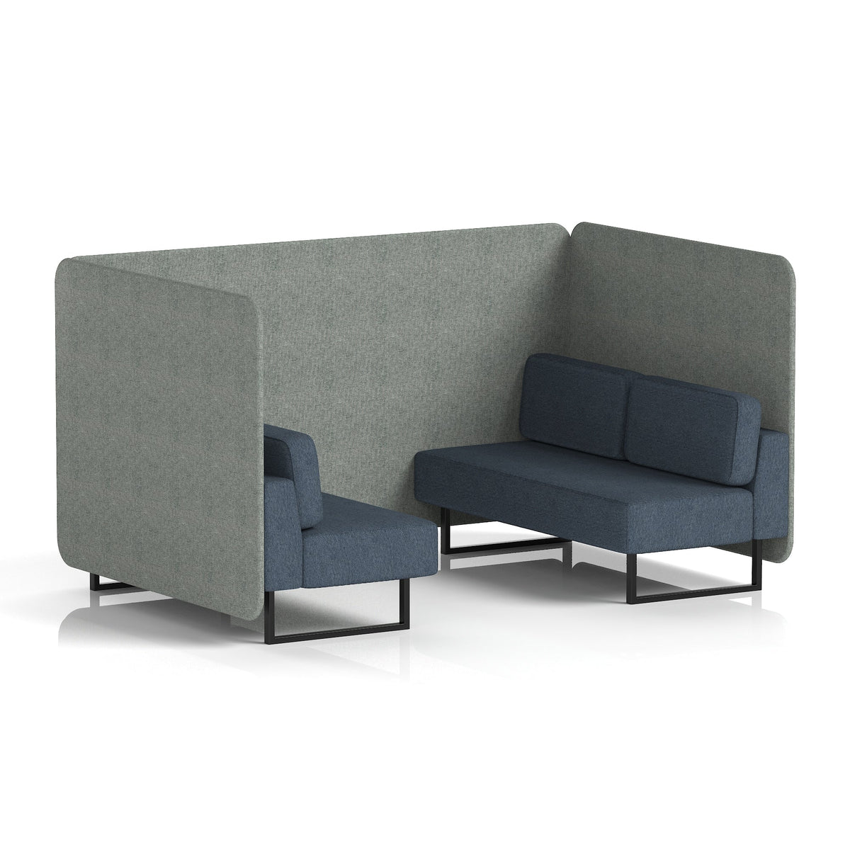 Commercial 4 Seater Privacy Booth – Bench – Two Tone – Crib 5 Rivet - Prime Panels And Crucible Sofa Black - Industrious Decor