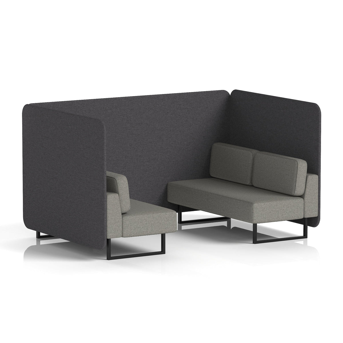 Commercial 4 Seater Privacy Booth – Bench – Two Tone – Crib 5 X2 - Arithmetic Panels And Number Sofa Black - Industrious Decor