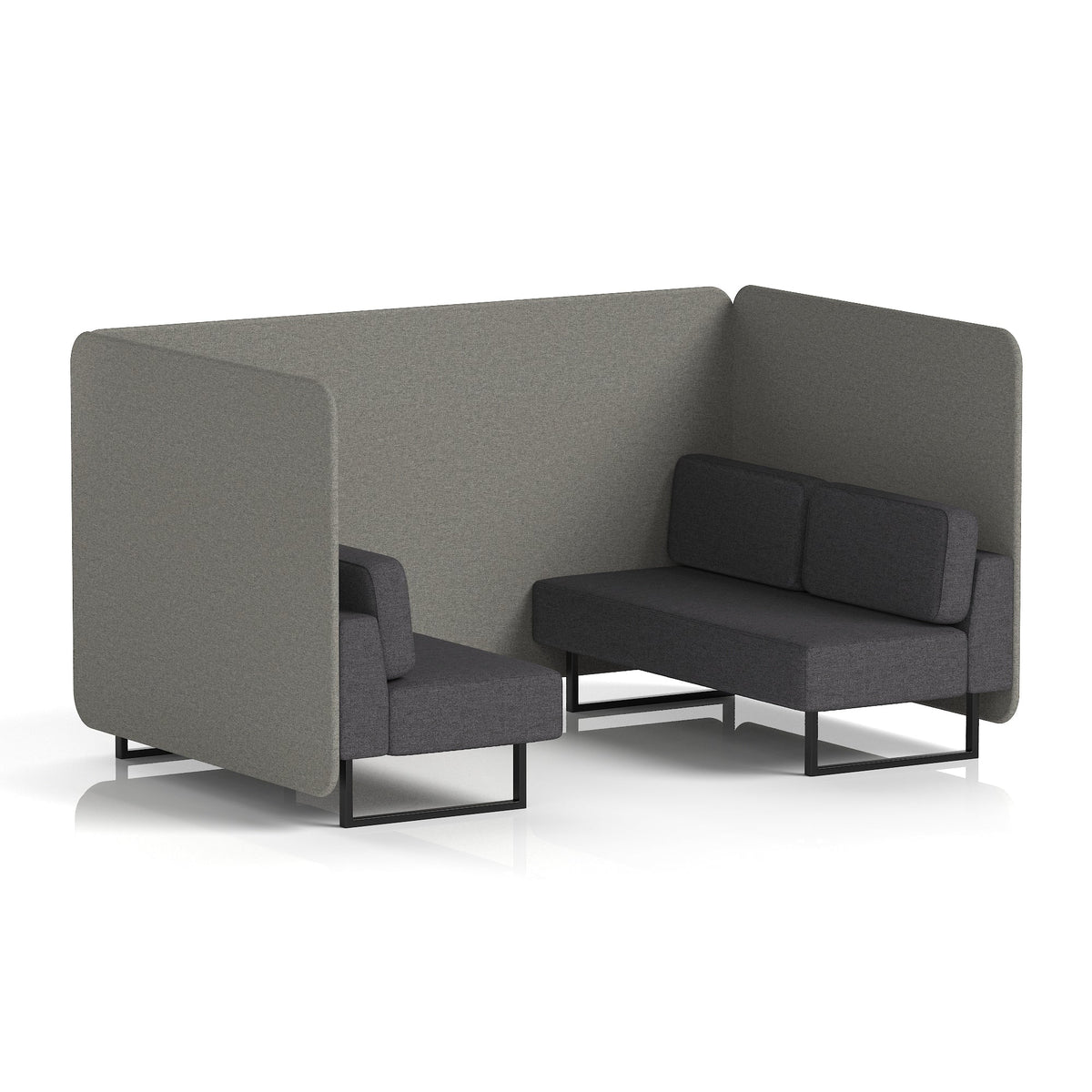 Commercial 4 Seater Privacy Booth – Bench – Two Tone – Crib 5 X2 - Number Panels And Arithmetic Sofa Black - Industrious Decor