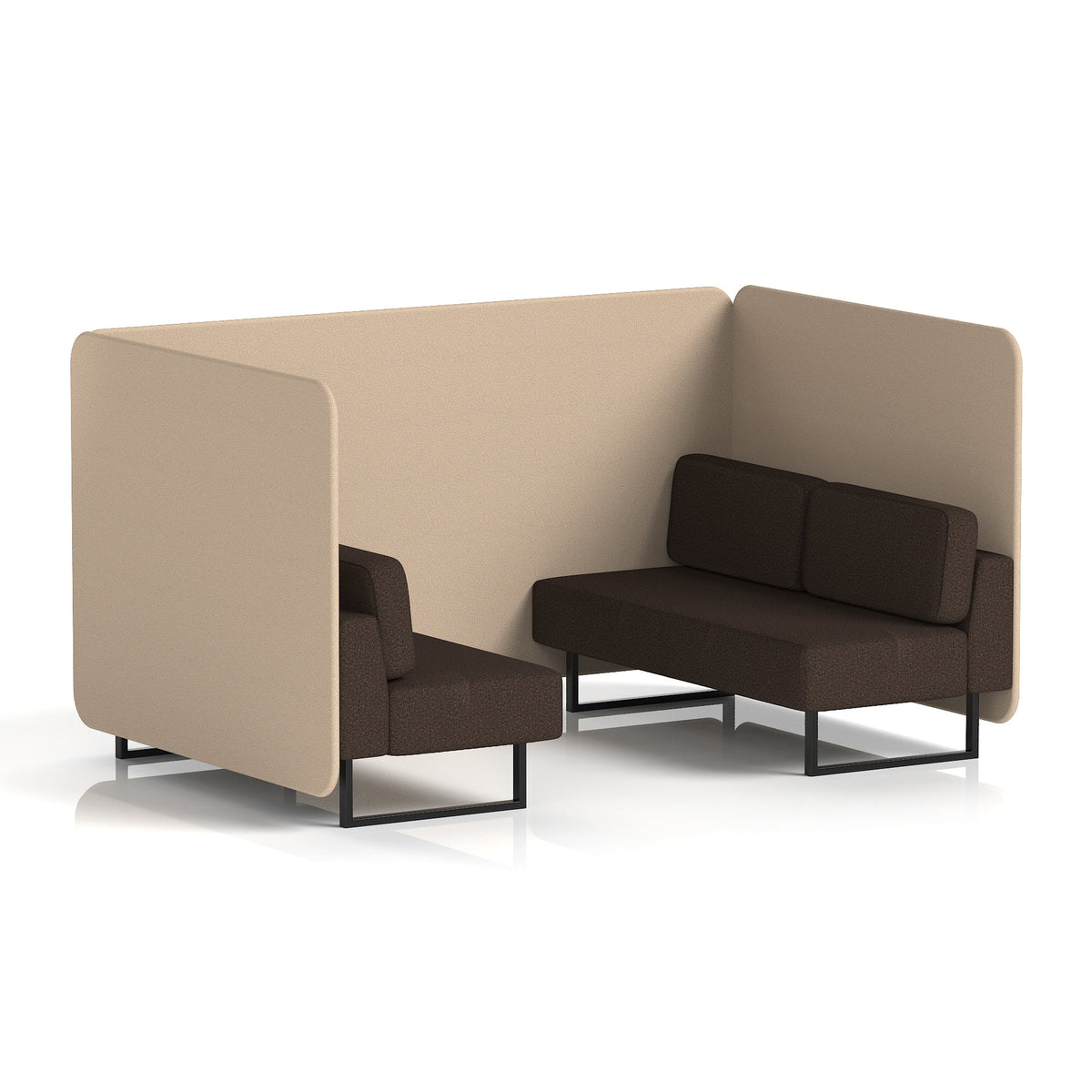 Commercial 4 Seater Privacy Booth – Bench – Two Tone – Crib 5 Synergy - Affix Panels And Wed Sofa Black - Industrious Decor