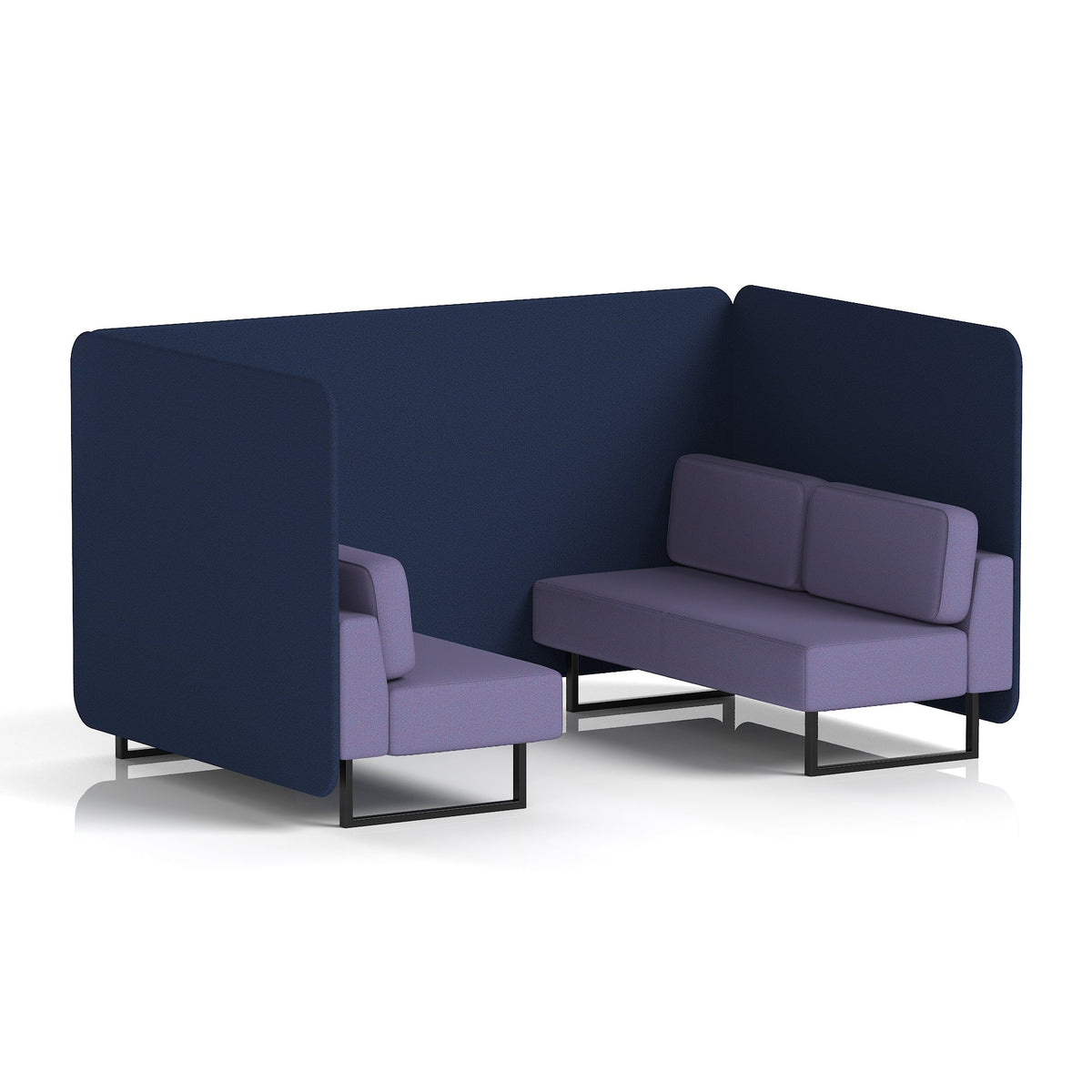 Commercial 4 Seater Privacy Booth – Bench – Two Tone – Crib 5 Synergy - Alike Panels And Order Sofa Black - Industrious Decor