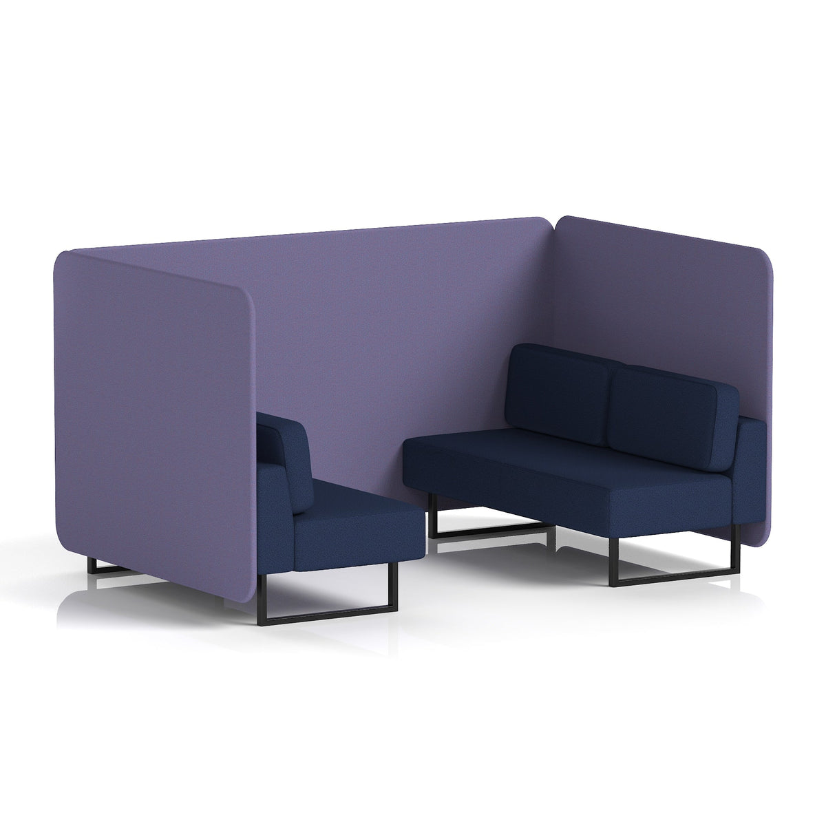 Commercial 4 Seater Privacy Booth – Bench – Two Tone – Crib 5 Synergy - Order Panels And Alike Sofa Black - Industrious Decor