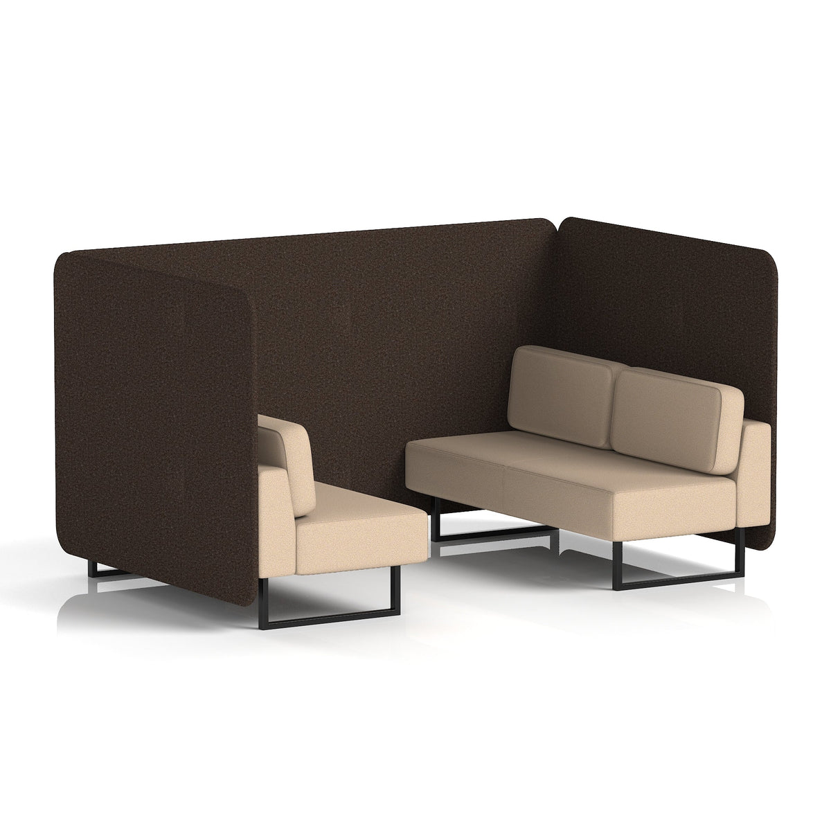 Commercial 4 Seater Privacy Booth – Bench – Two Tone – Crib 5 Synergy - Wed Panels And Affix Sofa Black - Industrious Decor