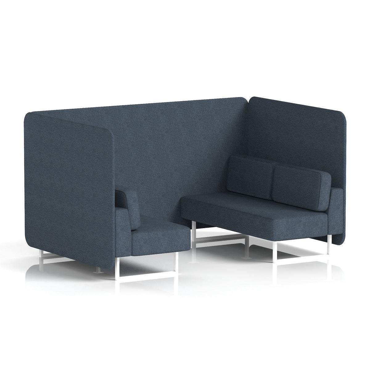 Commercial 4 Seater Privacy Booth – Bench – Single Tone – Crib 5 Rivet - Crucible Panels And Sofa White - Industrious Decor