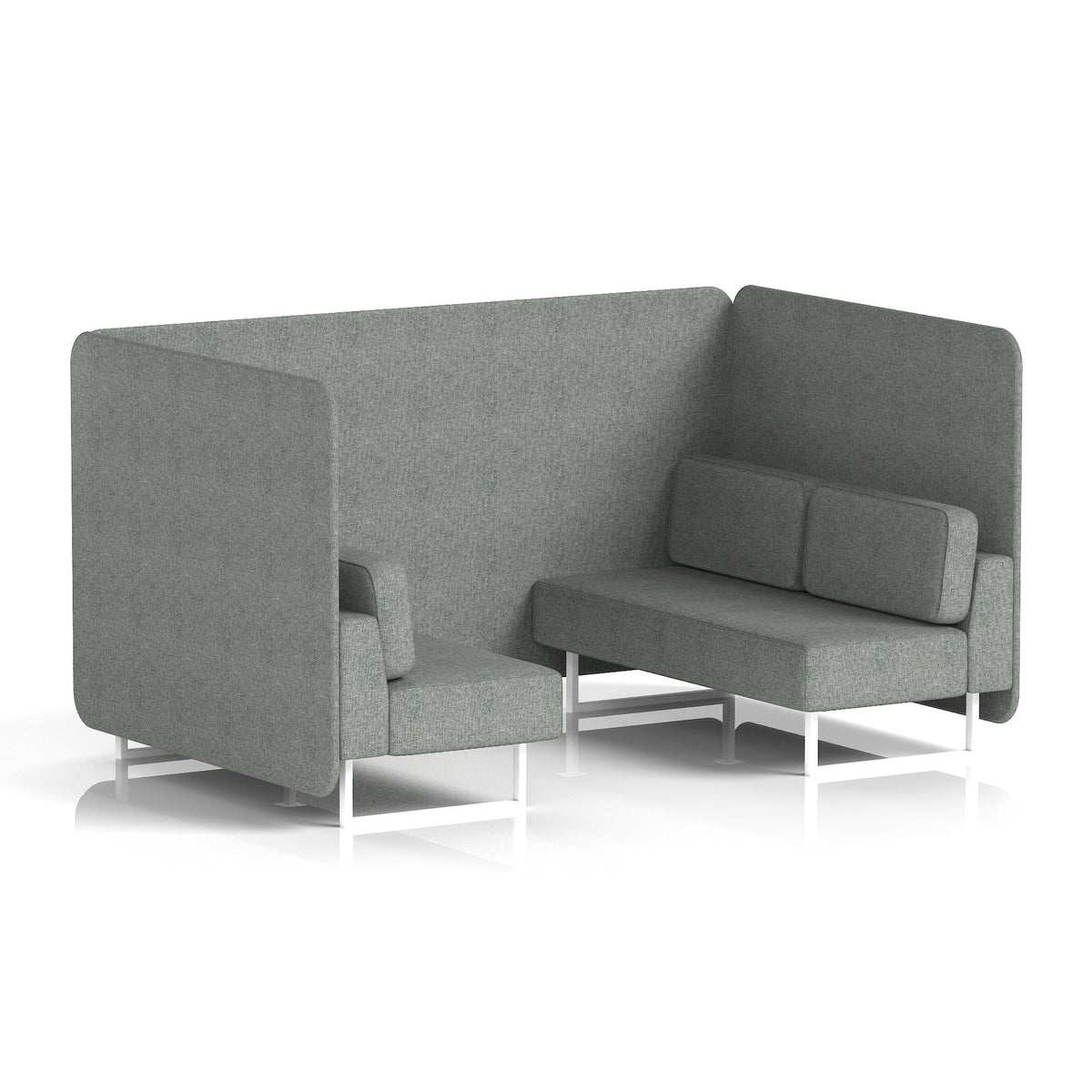 Commercial 4 Seater Privacy Booth – Bench – Single Tone – Crib 5 Rivet - Prime Panels And Sofa White - Industrious Decor