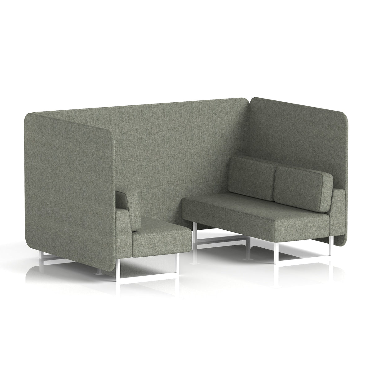 Commercial 4 Seater Privacy Booth – Bench – Single Tone – Crib 5 Rivet - Vitreous Panels And Sofa White - Industrious Decor