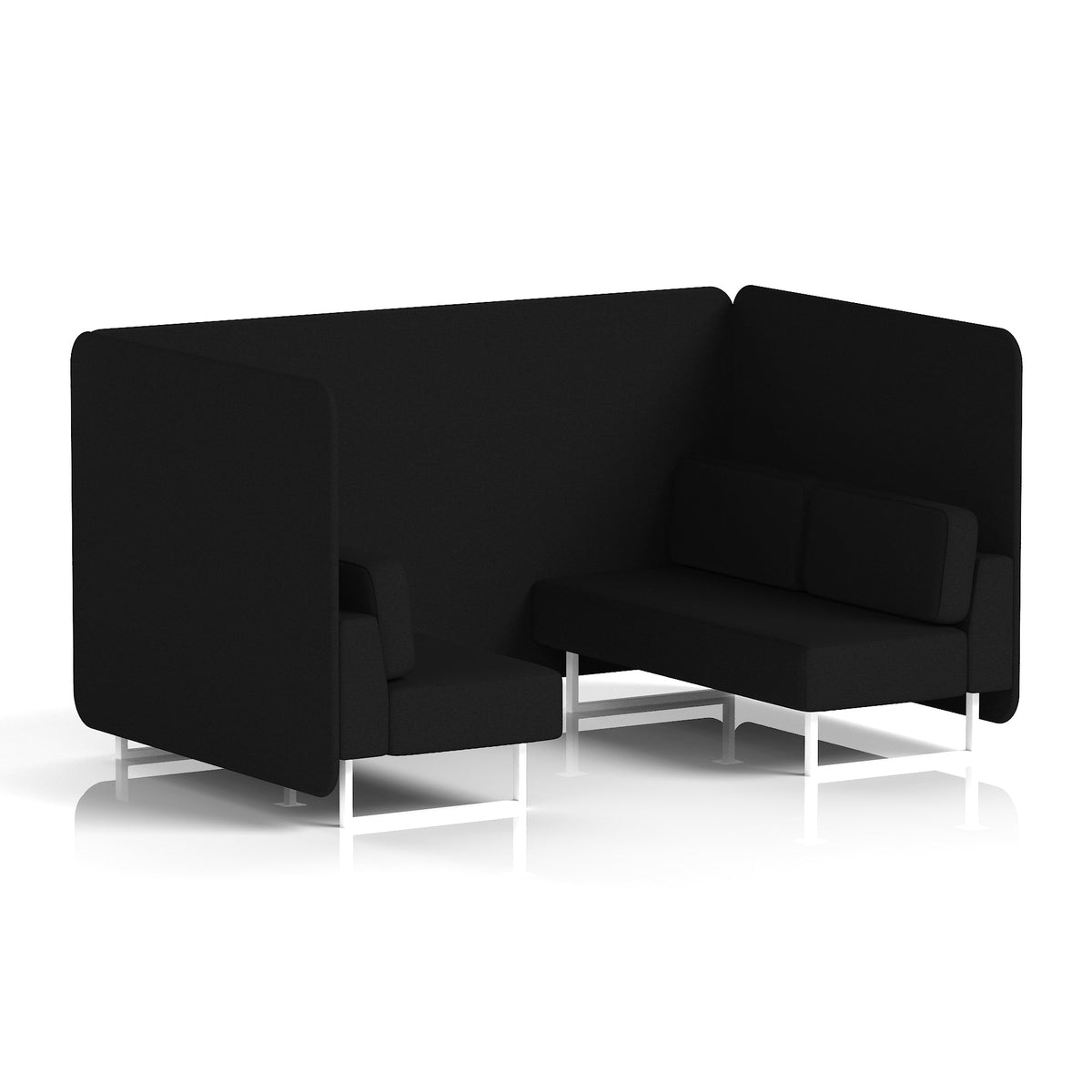 Commercial 4 Seater Privacy Booth – Bench – Single Tone – Crib 5 X2 - Diameter Panels And Sofa White - Industrious Decor