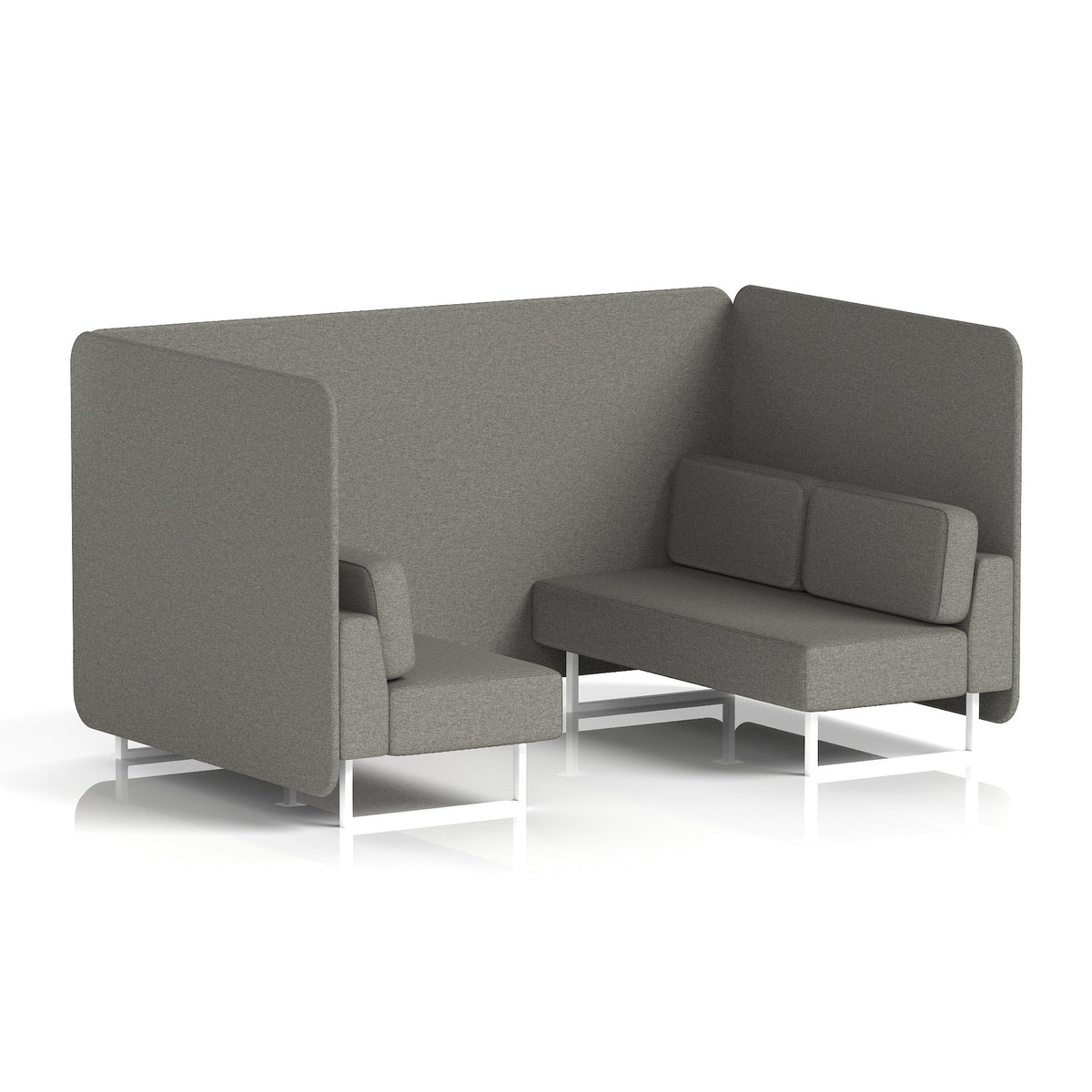 Commercial 4 Seater Privacy Booth – Bench – Single Tone – Crib 5 X2 - Number Panels And Sofa White - Industrious Decor