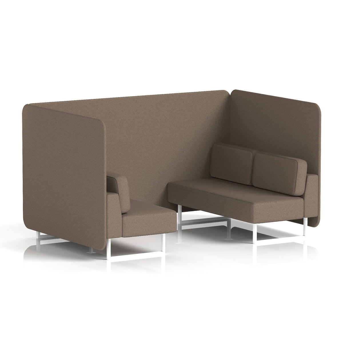 Commercial 4 Seater Privacy Booth – Bench – Single Tone – Crib 5 X2 - Theory Panels And Sofa White - Industrious Decor