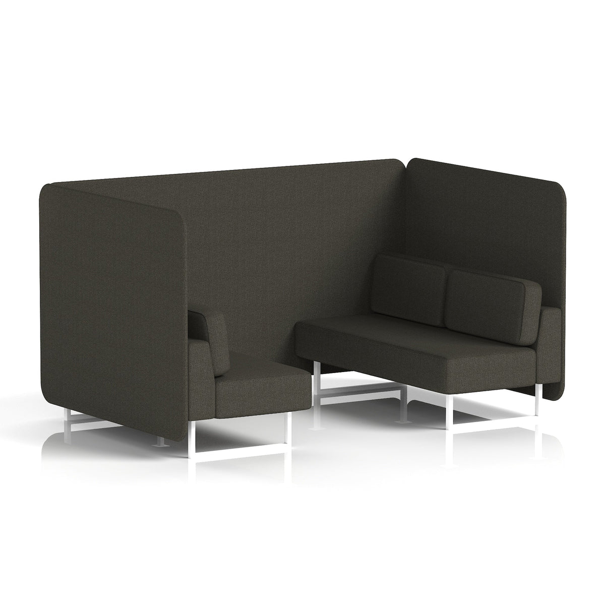 Commercial 4 Seater Privacy Booth – Bench – Single Tone – Crib 5 Main Line Flax - Temple Panels And Sofa White - Industrious Decor