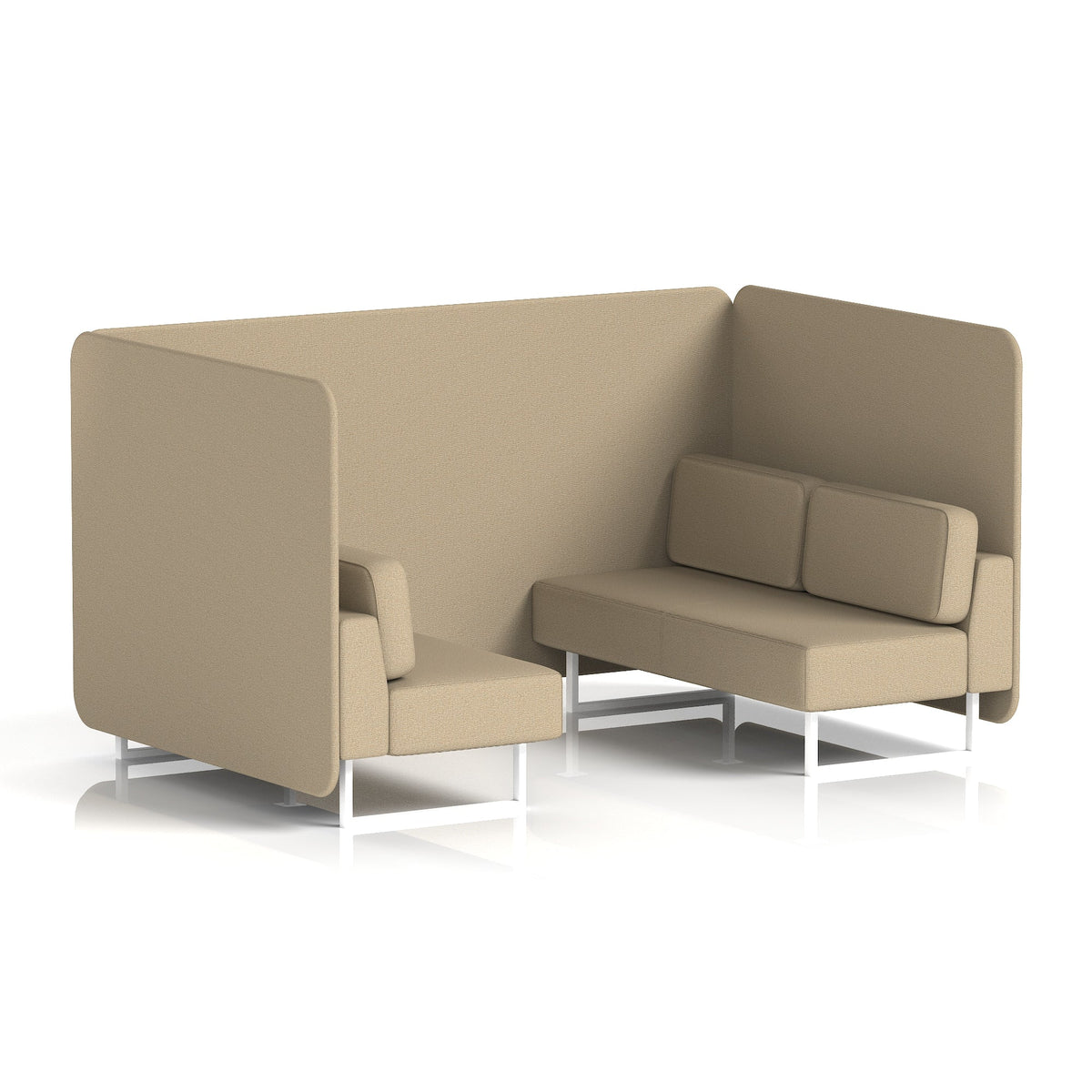 Commercial 4 Seater Privacy Booth – Bench – Single Tone – Crib 5 Main Line Flax - Upminster Panels And Sofa White - Industrious Decor