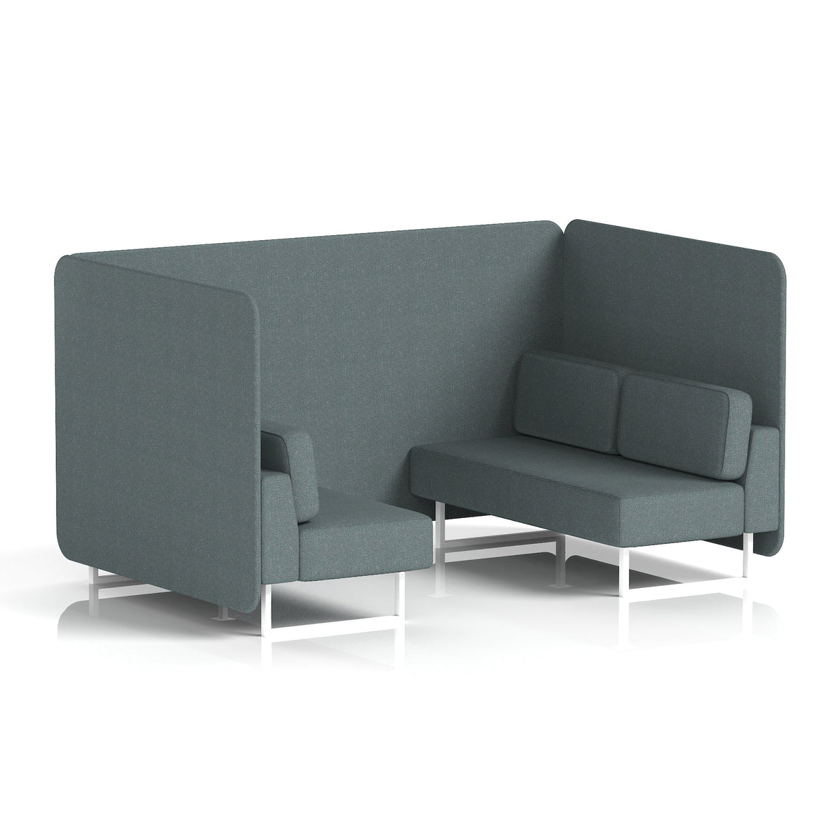 Commercial 4 Seater Privacy Booth – Bench – Single Tone – Crib 5 Main Line Flax - Westminster Panels And Sofa White - Industrious Decor