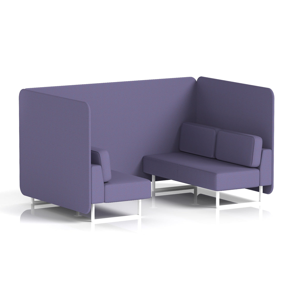 Commercial 4 Seater Privacy Booth – Bench – Single Tone – Crib 5 Synergy - Order Panels And Sofa White - Industrious Decor