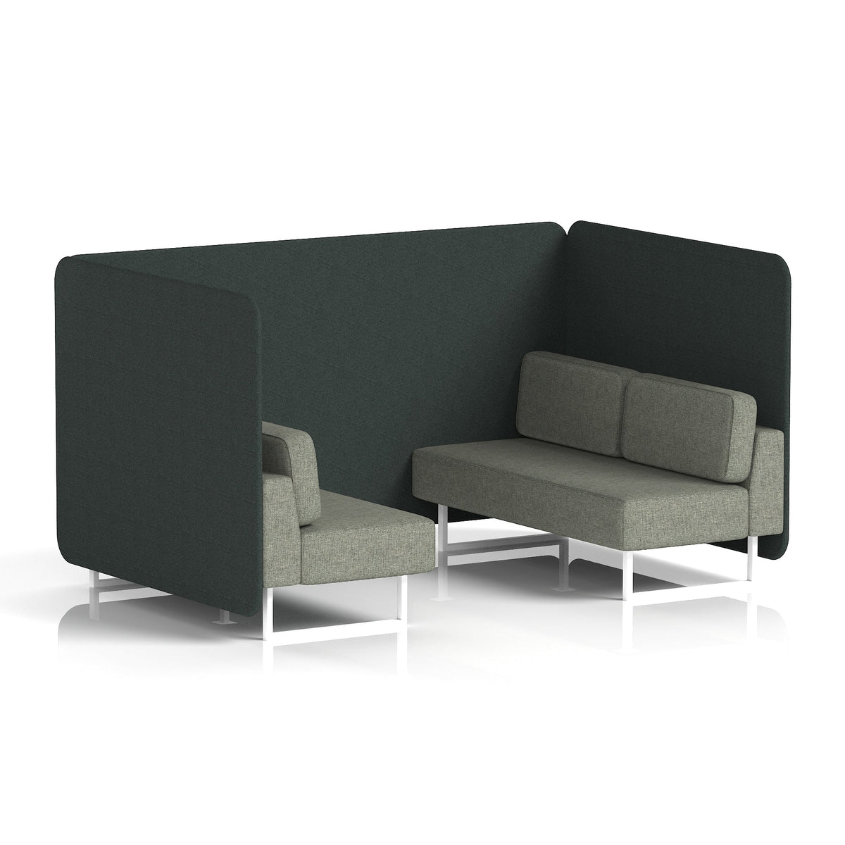 Commercial 4 Seater Privacy Booth – Bench – Two Tone – Crib 5 Rivet - Charcoal Panels And Vitreous Sofa White - Industrious Decor