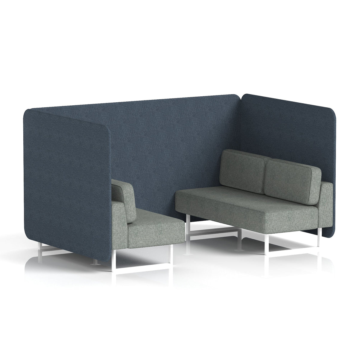 Commercial 4 Seater Privacy Booth – Bench – Two Tone – Crib 5 Rivet - Crucible Panels And Prime Sofa White - Industrious Decor