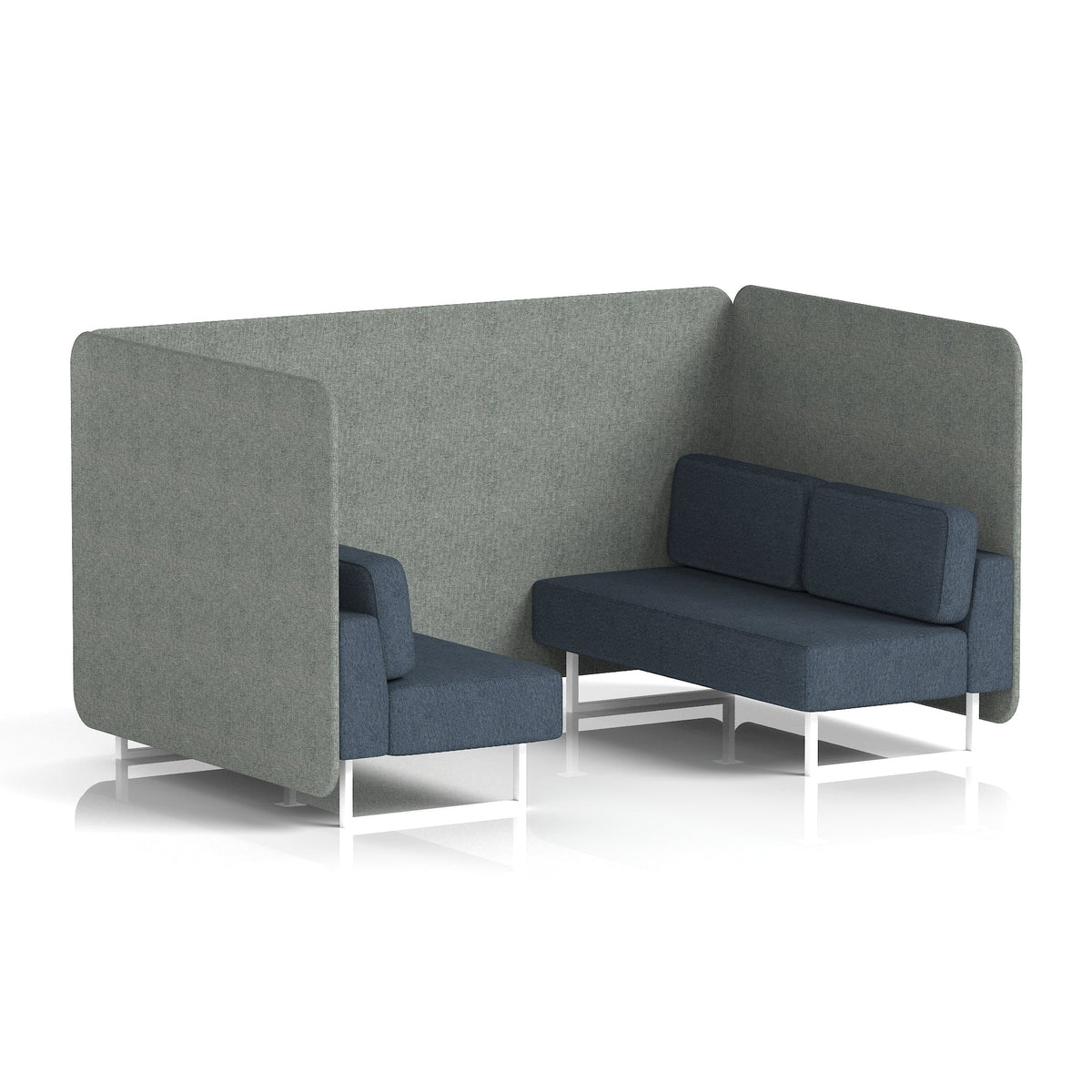 Commercial 4 Seater Privacy Booth – Bench – Two Tone – Crib 5 Rivet - Prime Panels And Crucible Sofa White - Industrious Decor