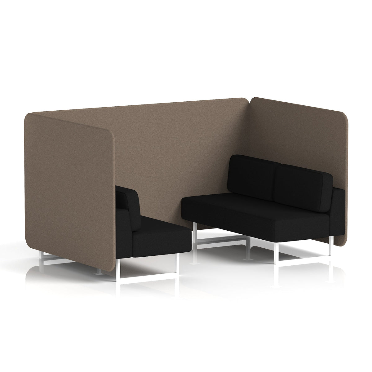 Commercial 4 Seater Privacy Booth – Bench – Two Tone – Crib 5 X2 - Theory Panels And Diameter Sofa White - Industrious Decor