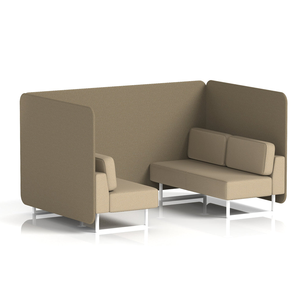 Commercial 4 Seater Privacy Booth – Bench – Two Tone – Crib 5 Main Line Flax - Bank Panels And Upminster Sofa White - Industrious Decor