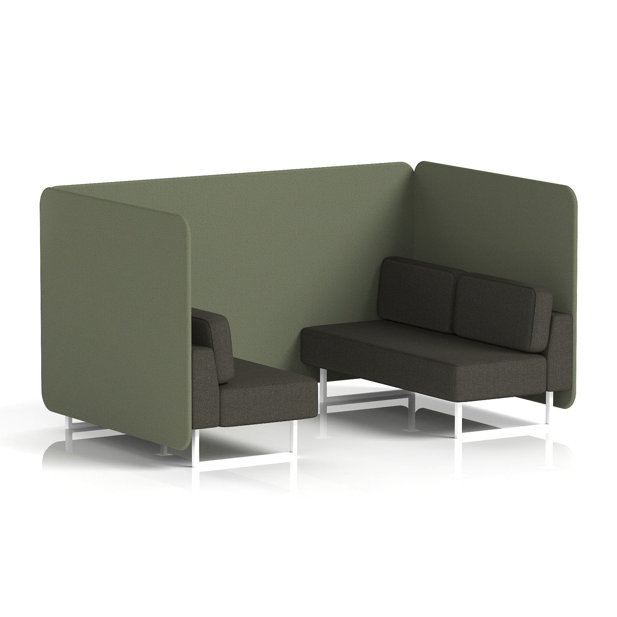 Commercial 4 Seater Privacy Booth – Bench – Two Tone – Crib 5 Main Line Flax - Monument Panels And Temple Sofa White - Industrious Decor