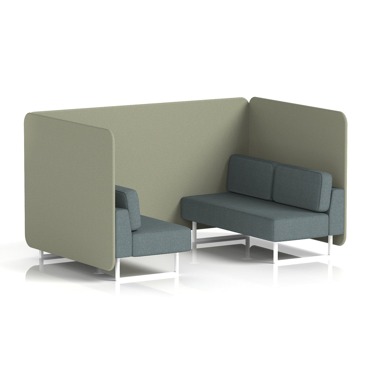 Commercial 4 Seater Privacy Booth – Bench – Two Tone – Crib 5 Main Line Flax - Newbury Panels And Westminster Sofa White - Industrious Decor