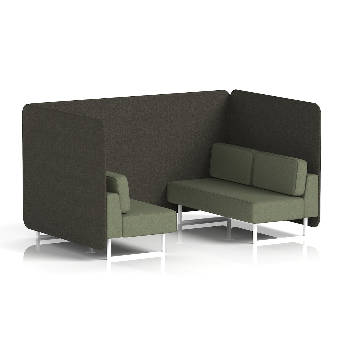 Commercial 4 Seater Privacy Booth – Bench – Two Tone – Crib 5 Main Line Flax - Temple Panels And Monument Sofa White - Industrious Decor