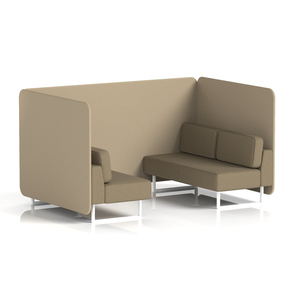 Commercial 4 Seater Privacy Booth – Bench – Two Tone – Crib 5 Main Line Flax - Upminster Panels And Bank Sofa White - Industrious Decor