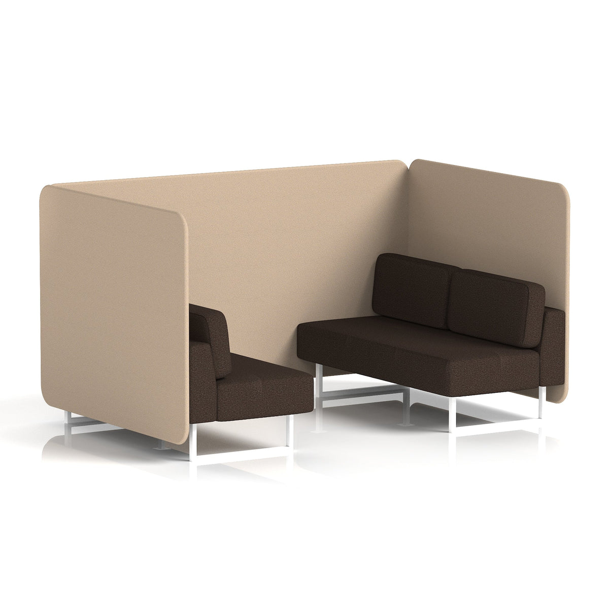 Commercial 4 Seater Privacy Booth – Bench – Two Tone – Crib 5 Synergy - Affix Panels And Wed Sofa White - Industrious Decor