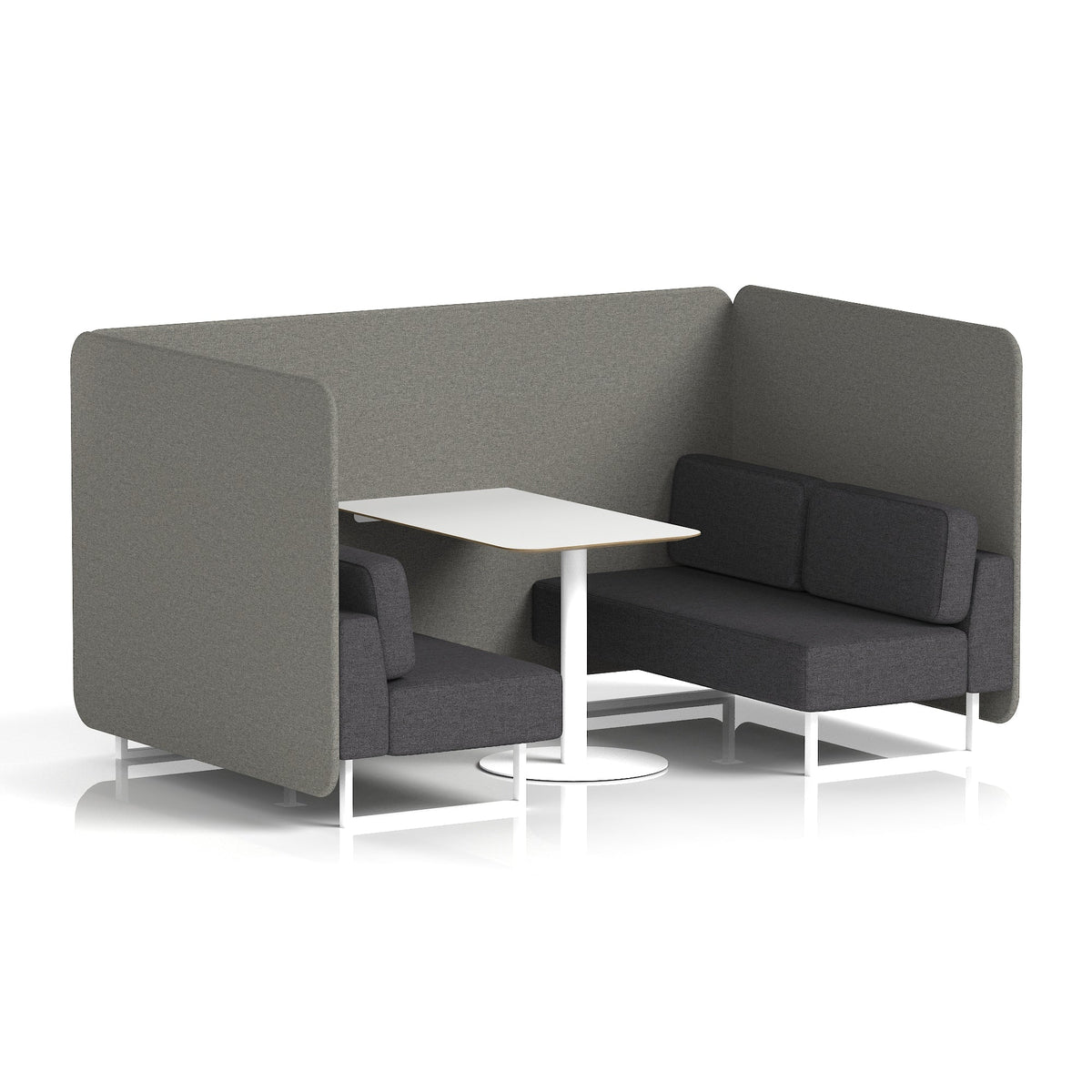 Commercial 4 Seater Privacy Booth – Bench with White Table – Two Tone – Crib 5 X2 - Number Panels And Arithmetic Sofa White - Industrious Decor