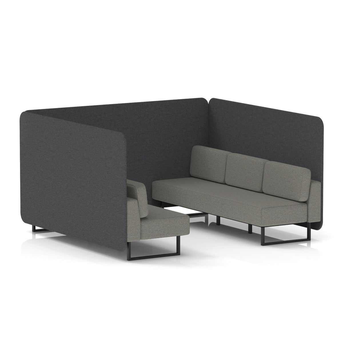 Commercial 6 Seater Privacy Booth – Bench – Two Tone – Crib 5 X2 - Arithmetic Panels And Number Sofa Black - Industrious Decor
