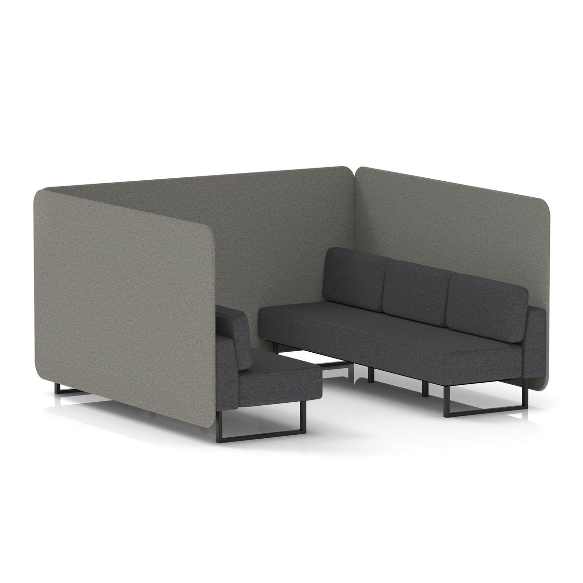 Commercial 6 Seater Privacy Booth – Bench – Two Tone – Crib 5 X2 - Number Panels And Arithmetic Sofa Black - Industrious Decor