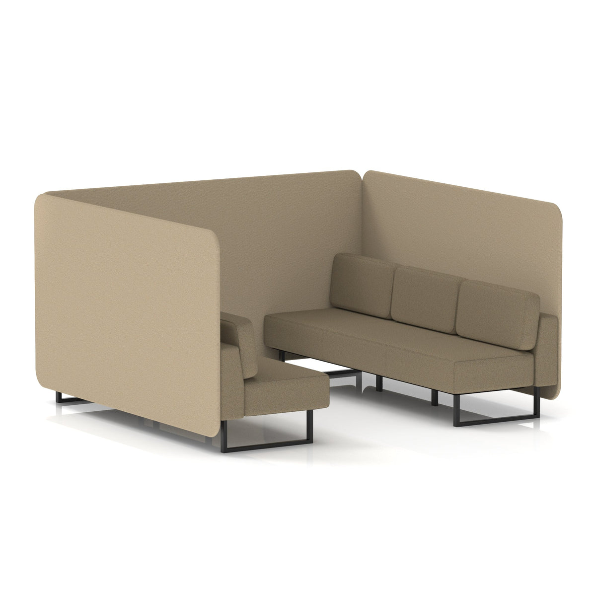 Commercial 6 Seater Privacy Booth – Bench – Two Tone – Crib 5 Main Line Flax - Upminster Panels And Bank Sofa Black - Industrious Decor