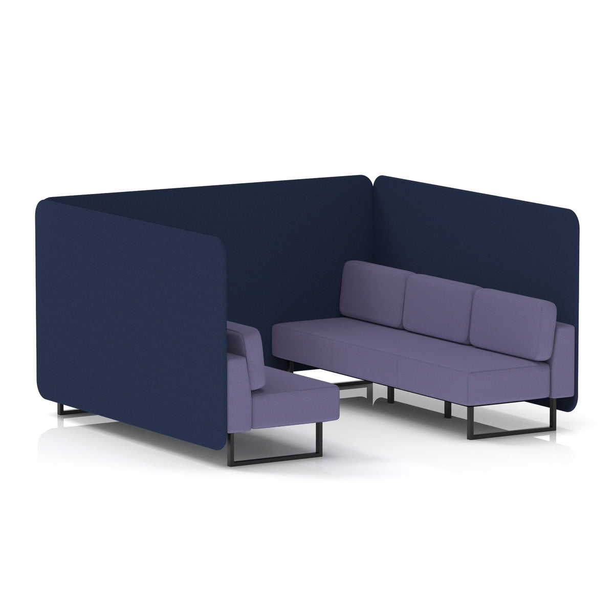 Commercial 6 Seater Privacy Booth – Bench – Two Tone – Crib 5 Synergy - Alike Panels And Order Sofa Black - Industrious Decor