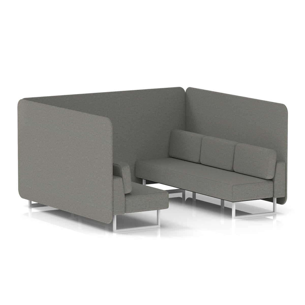 Commercial 6 Seater Privacy Booth – Bench – Single Tone – Crib 5 X2 - Number Panels And Sofa White - Industrious Decor