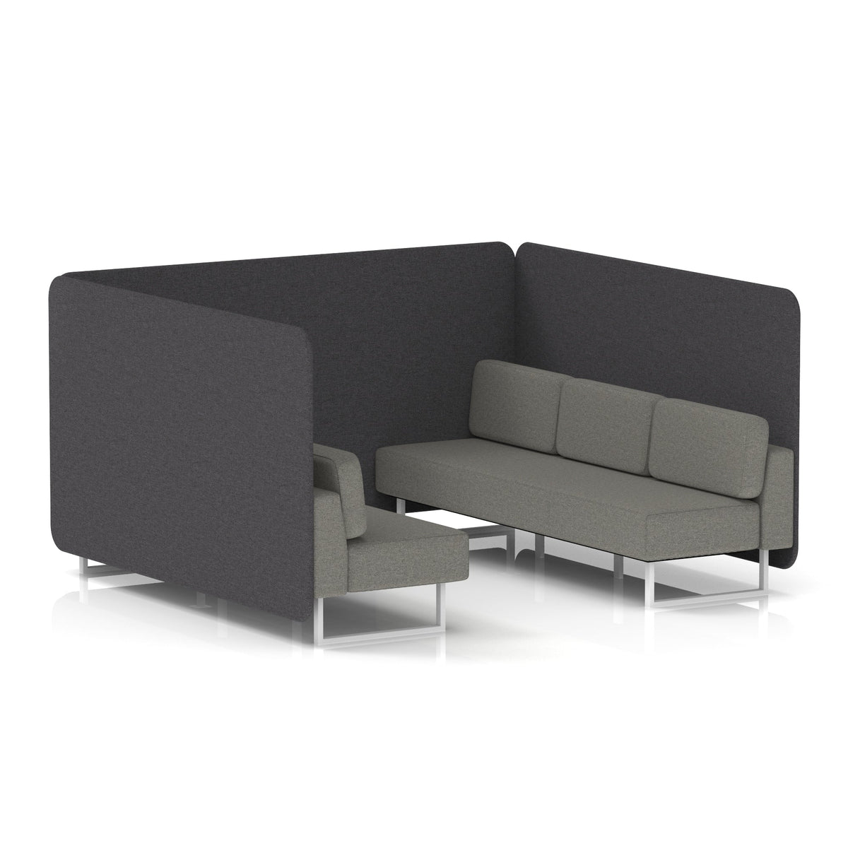 Commercial 6 Seater Privacy Booth – Bench – Two Tone – Crib 5 X2 - Arithmetic Panels And Number Sofa White - Industrious Decor
