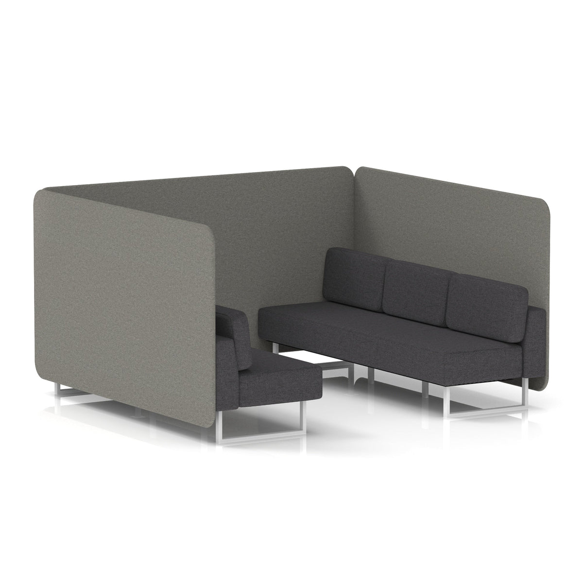 Commercial 6 Seater Privacy Booth – Bench – Two Tone – Crib 5 X2 - Number Panels And Arithmetic Sofa White - Industrious Decor